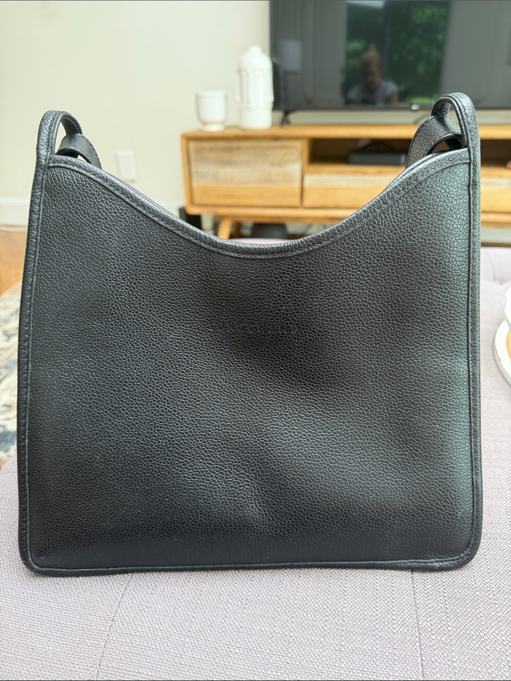 Longchamp black pebbled leather shoulder bag